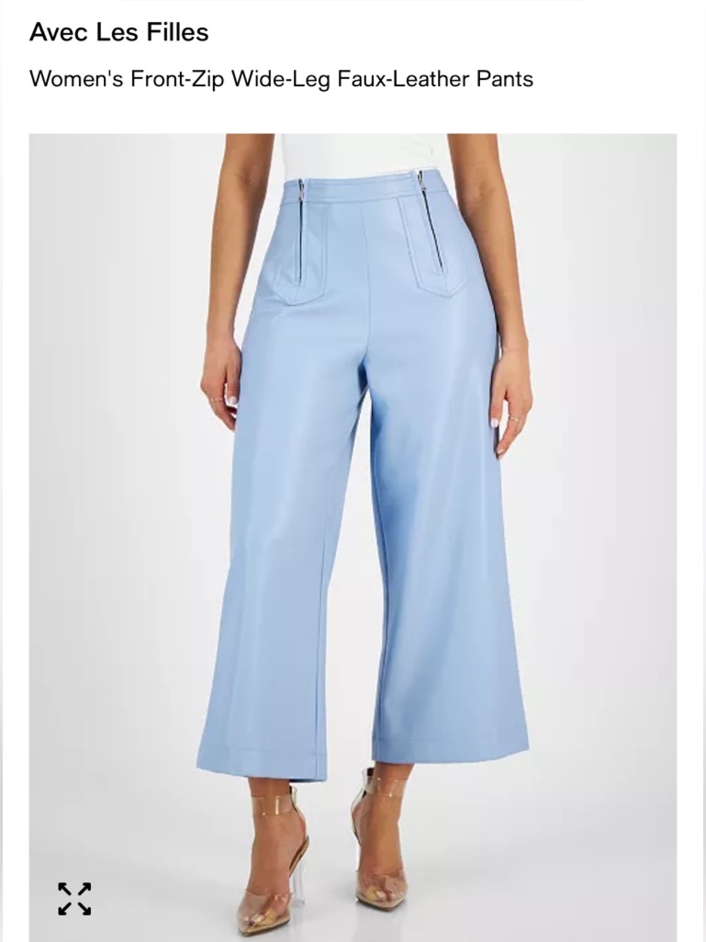 NWT Anthropologie Avec Les Filles Pastel Blue Wide-Leg Faux-Leather Pants - 12